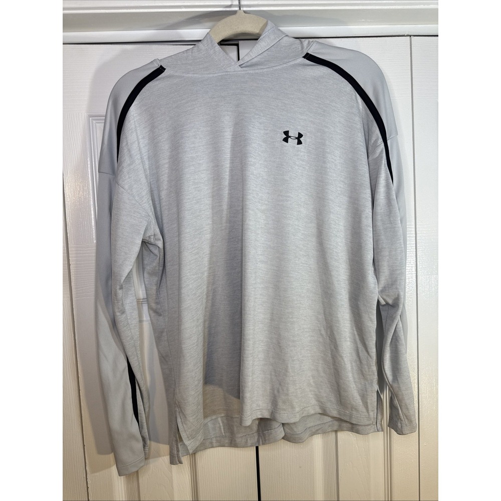 Under Armour Graphic Hoodie Womens Medium Tech Twist Gray Lightweight‎ Heat Gear